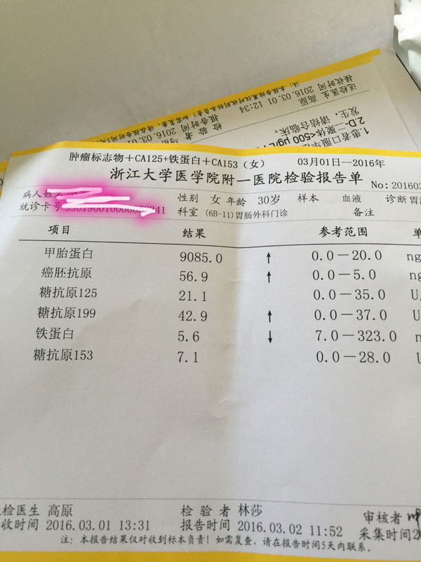 这个抽血结果是不是说明有癌症?但本人无任何