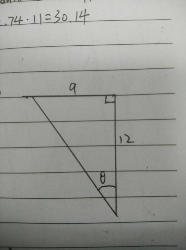 已知三角形一个边长9,另一个12,如何用tan 求出