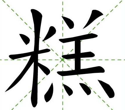 拼音:gāo,笔画:16,释义;用米粉或面粉搀和其他材料蒸制或烘烤而成的